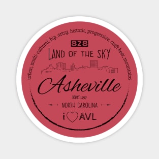 Asheville, NC Word Cloud - Red 16 Magnet